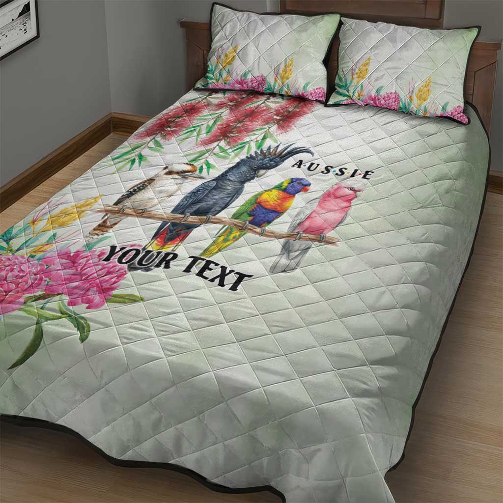 Australian Native Bird Quilt Bed Set Kookaburra Cockatoo Rainbow Lorikeet Galah Flowers - Aussie Hoodie