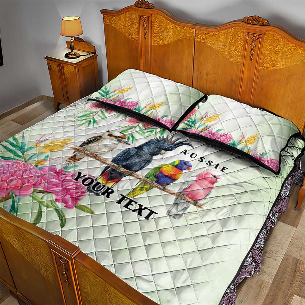 Australian Native Bird Quilt Bed Set Kookaburra Cockatoo Rainbow Lorikeet Galah Flowers - Aussie Hoodie