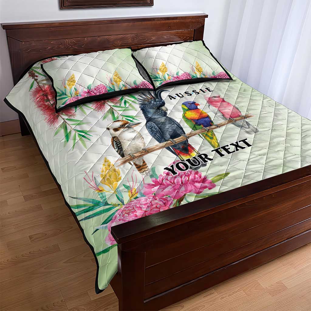 Australian Native Bird Quilt Bed Set Kookaburra Cockatoo Rainbow Lorikeet Galah Flowers - Aussie Hoodie