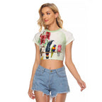 Australian Native Bird Raglan Cropped T Shirt Kookaburra Cockatoo Rainbow Lorikeet Galah Flowers - Aussie Hoodie