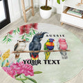 Australian Native Bird Round Carpet Kookaburra Cockatoo Rainbow Lorikeet Galah Flowers - Aussie Hoodie