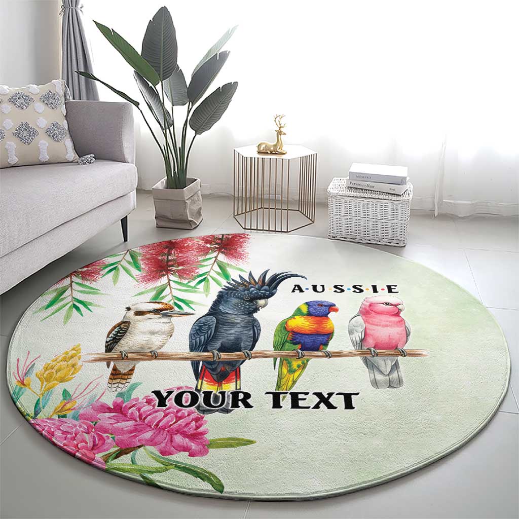 Australian Native Bird Round Carpet Kookaburra Cockatoo Rainbow Lorikeet Galah Flowers - Aussie Hoodie