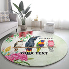 Australian Native Bird Round Carpet Kookaburra Cockatoo Rainbow Lorikeet Galah Flowers - Aussie Hoodie