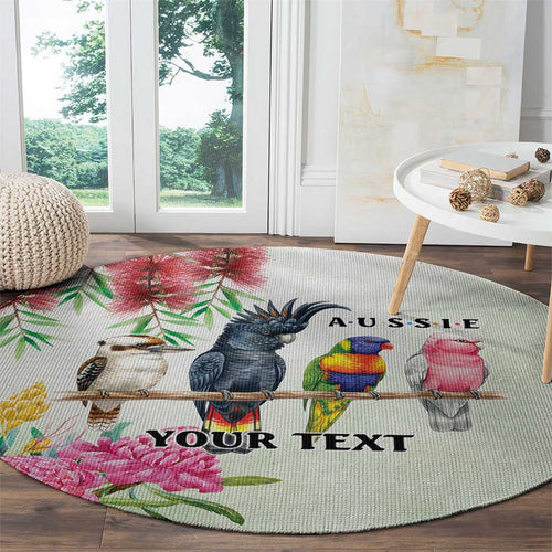 Australian Native Bird Round Carpet Kookaburra Cockatoo Rainbow Lorikeet Galah Flowers - Aussie Hoodie