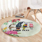 Australian Native Bird Round Carpet Kookaburra Cockatoo Rainbow Lorikeet Galah Flowers - Aussie Hoodie