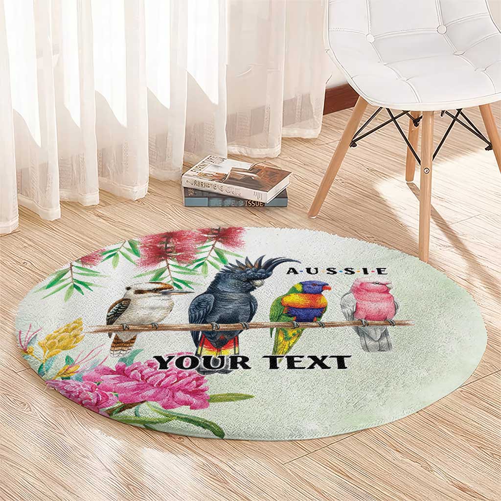 Australian Native Bird Round Carpet Kookaburra Cockatoo Rainbow Lorikeet Galah Flowers - Aussie Hoodie