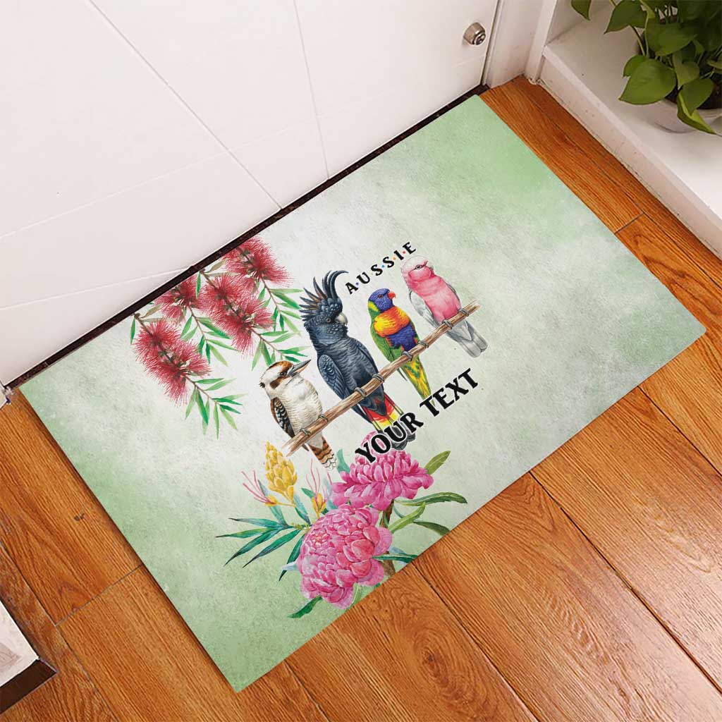 Australian Native Bird Rubber Doormat Kookaburra Cockatoo Rainbow Lorikeet Galah Flowers - Aussie Hoodie