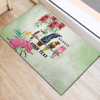 Australian Native Bird Rubber Doormat Kookaburra Cockatoo Rainbow Lorikeet Galah Flowers - Aussie Hoodie
