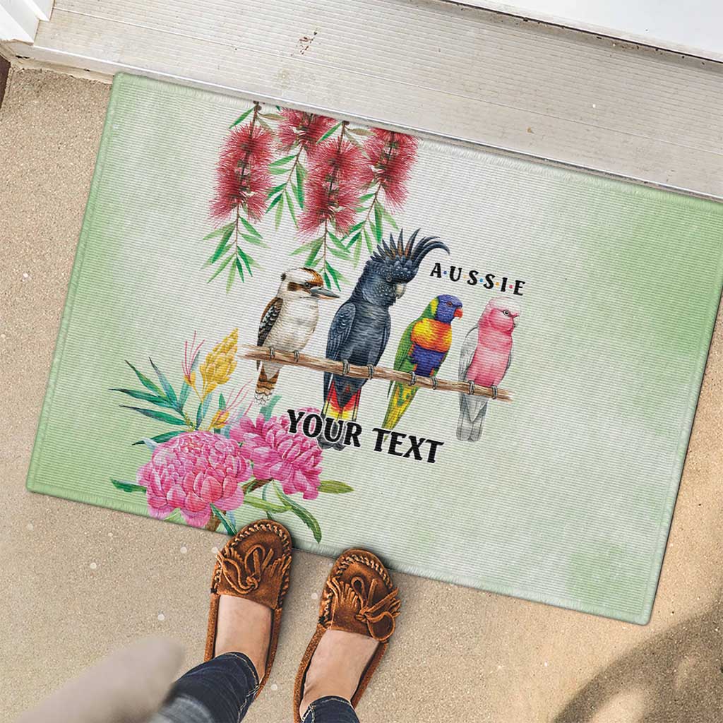 Australian Native Bird Rubber Doormat Kookaburra Cockatoo Rainbow Lorikeet Galah Flowers - Aussie Hoodie