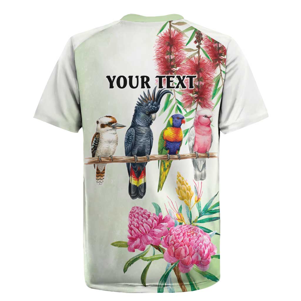 Australian Native Bird Rugby Jersey Kookaburra Cockatoo Rainbow Lorikeet Galah Flowers - Aussie Hoodie