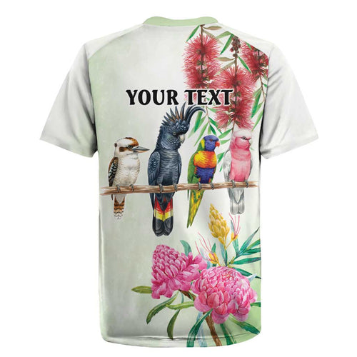 Australian Native Bird Rugby Jersey Kookaburra Cockatoo Rainbow Lorikeet Galah Flowers - Aussie Hoodie