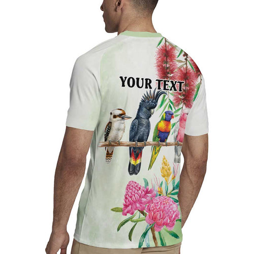 Australian Native Bird Rugby Jersey Kookaburra Cockatoo Rainbow Lorikeet Galah Flowers - Aussie Hoodie