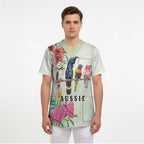 Australian Native Bird Scrub Top Kookaburra Cockatoo Rainbow Lorikeet Galah Flowers - Aussie Hoodie