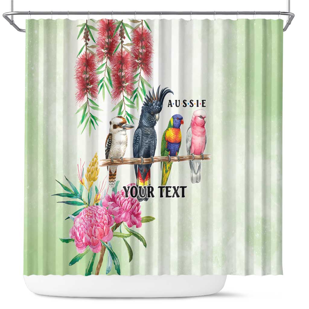 Australian Native Bird Shower Curtain Kookaburra Cockatoo Rainbow Lorikeet Galah Flowers - Aussie Hoodie