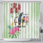 Australian Native Bird Shower Curtain Kookaburra Cockatoo Rainbow Lorikeet Galah Flowers - Aussie Hoodie