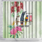 Australian Native Bird Shower Curtain Kookaburra Cockatoo Rainbow Lorikeet Galah Flowers - Aussie Hoodie