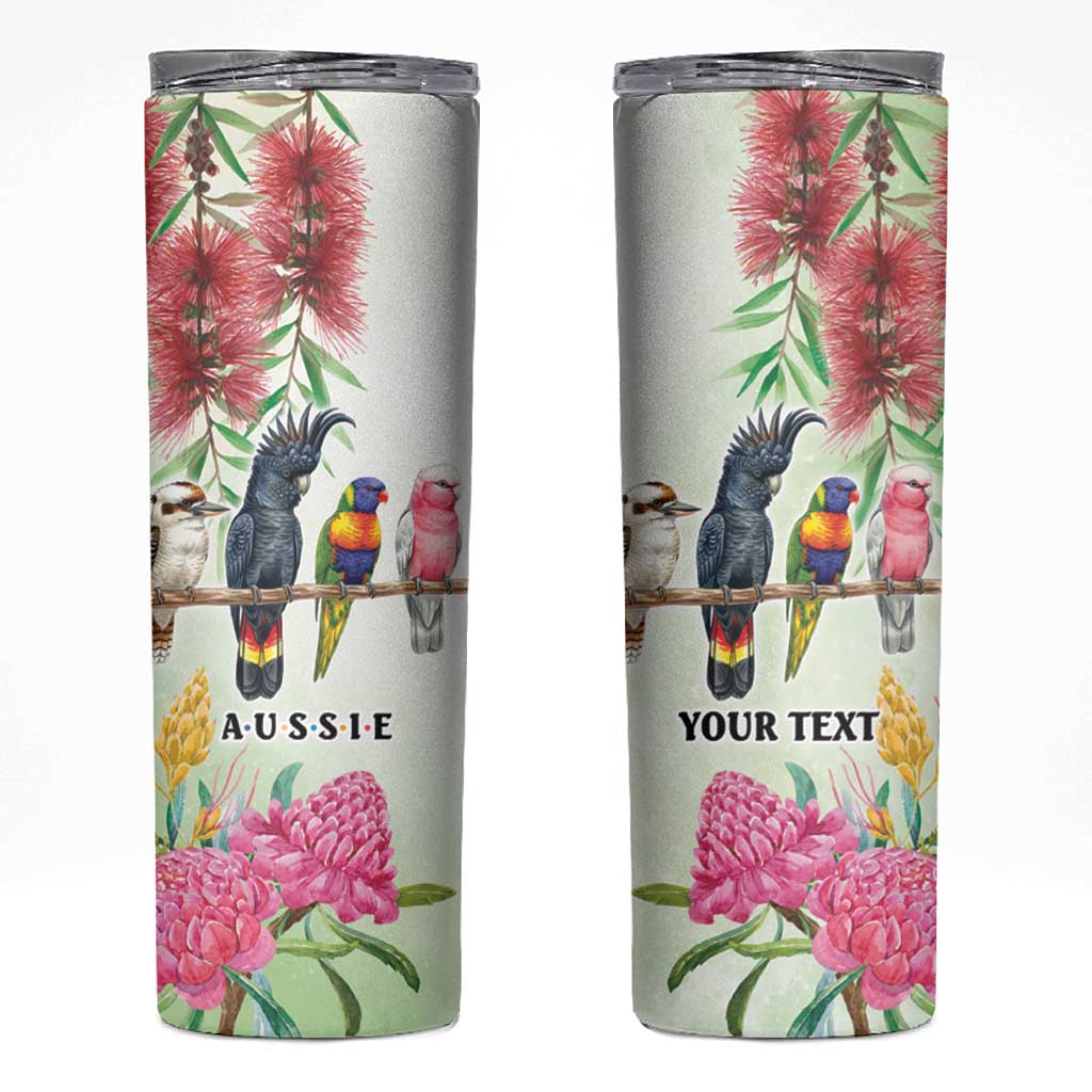 Australian Native Bird Skinny Tumbler Kookaburra Cockatoo Rainbow Lorikeet Galah Flowers - Aussie Hoodie