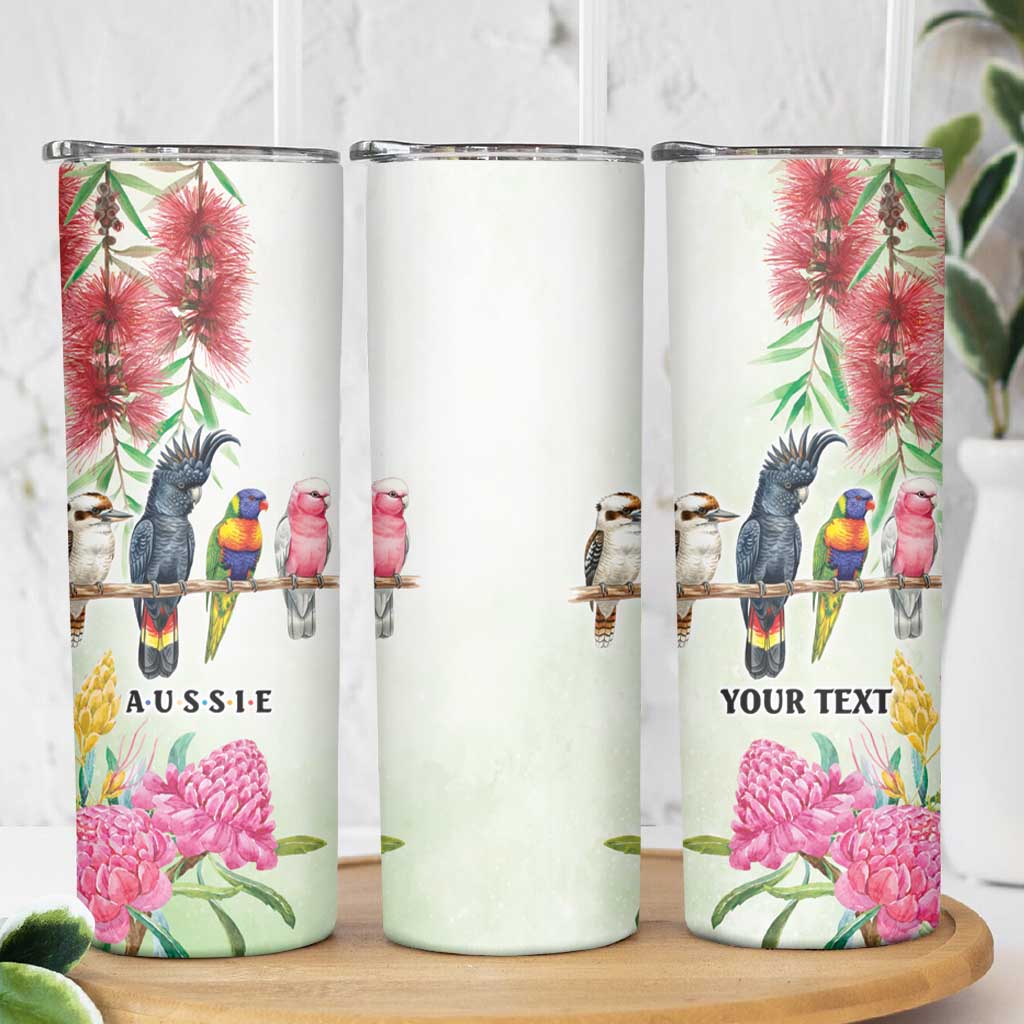 Australian Native Bird Skinny Tumbler Kookaburra Cockatoo Rainbow Lorikeet Galah Flowers - Aussie Hoodie