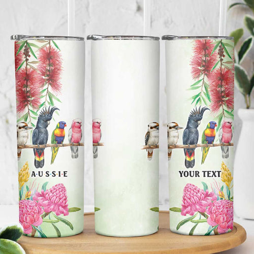 Australian Native Bird Skinny Tumbler Kookaburra Cockatoo Rainbow Lorikeet Galah Flowers - Aussie Hoodie