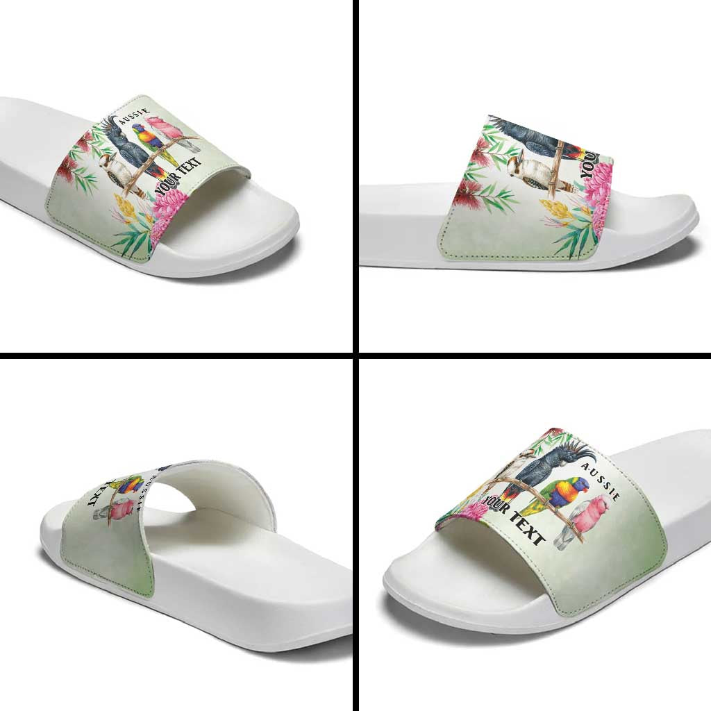 Australian Native Bird Slide Sandals Kookaburra Cockatoo Rainbow Lorikeet Galah Flowers - Aussie Hoodie