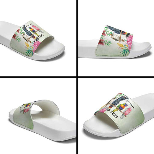 Australian Native Bird Slide Sandals Kookaburra Cockatoo Rainbow Lorikeet Galah Flowers - Aussie Hoodie