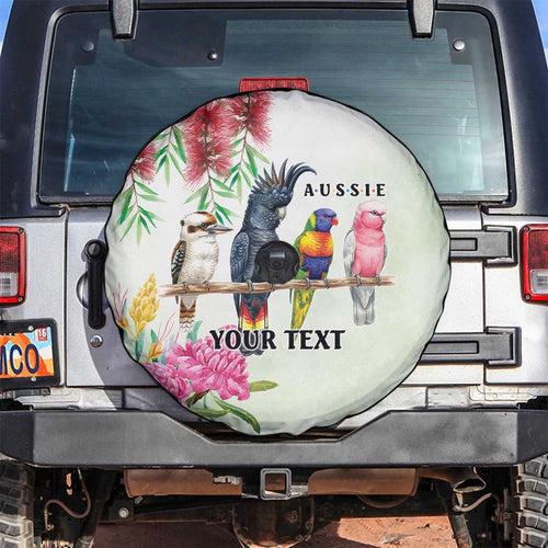 Australian Native Bird Spare Tire Cover Kookaburra Cockatoo Rainbow Lorikeet Galah Flowers - Aussie Hoodie