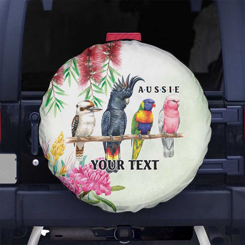 Australian Native Bird Spare Tire Cover Kookaburra Cockatoo Rainbow Lorikeet Galah Flowers - Aussie Hoodie
