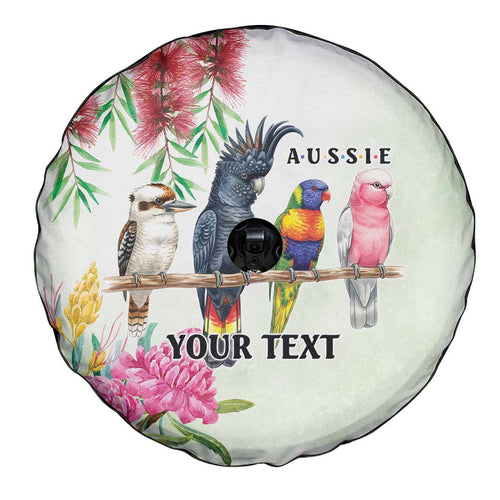 Australian Native Bird Spare Tire Cover Kookaburra Cockatoo Rainbow Lorikeet Galah Flowers - Aussie Hoodie