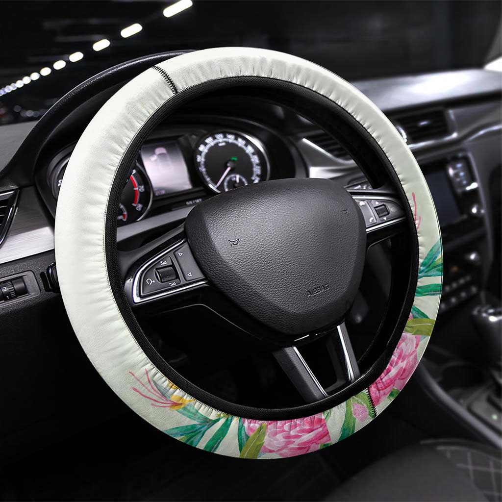 Australian Native Bird Steering Wheel Cover Kookaburra Cockatoo Rainbow Lorikeet Galah Flowers - Aussie Hoodie