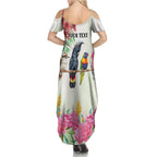 Australian Native Bird Summer Maxi Dress Kookaburra Cockatoo Rainbow Lorikeet Galah Flowers - Aussie Hoodie