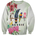 Australian Native Bird Sweatshirt Kookaburra Cockatoo Rainbow Lorikeet Galah Flowers - Aussie Hoodie