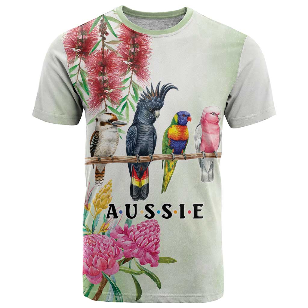 Australian Native Bird T Shirt Kookaburra Cockatoo Rainbow Lorikeet Galah Flowers - Aussie Hoodie