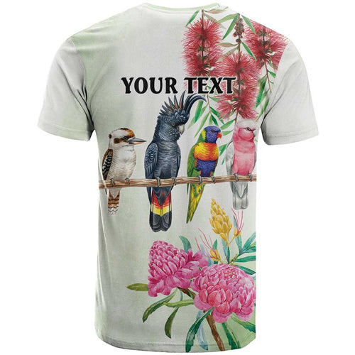 Australian Native Bird T Shirt Kookaburra Cockatoo Rainbow Lorikeet Galah Flowers - Aussie Hoodie