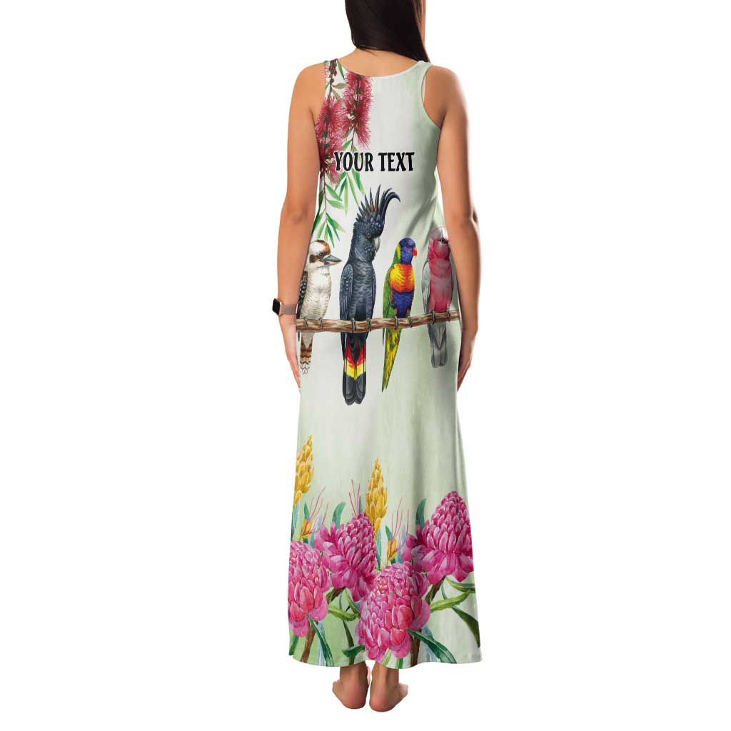 Australian Native Bird Tank Maxi Dress Kookaburra Cockatoo Rainbow Lorikeet Galah Flowers - Aussie Hoodie