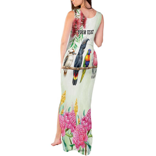Australian Native Bird Tank Maxi Dress Kookaburra Cockatoo Rainbow Lorikeet Galah Flowers - Aussie Hoodie