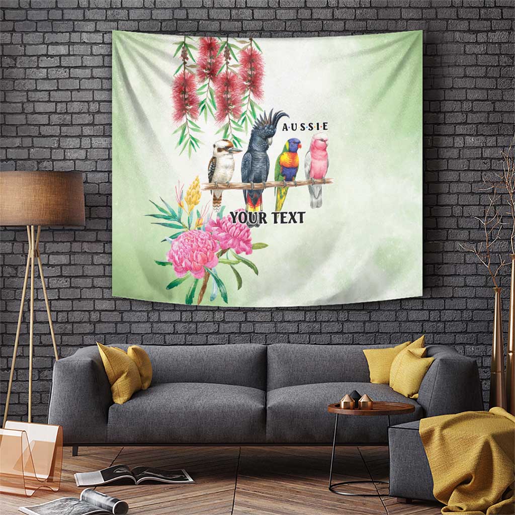 Australian Native Bird Tapestry Kookaburra Cockatoo Rainbow Lorikeet Galah Flowers - Aussie Hoodie