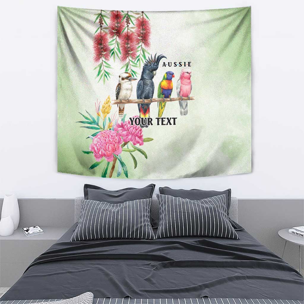 Australian Native Bird Tapestry Kookaburra Cockatoo Rainbow Lorikeet Galah Flowers - Aussie Hoodie