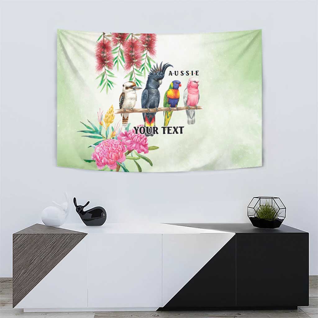 Australian Native Bird Tapestry Kookaburra Cockatoo Rainbow Lorikeet Galah Flowers - Aussie Hoodie