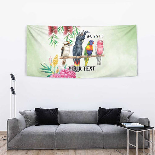 Australian Native Bird Tapestry Kookaburra Cockatoo Rainbow Lorikeet Galah Flowers - Aussie Hoodie