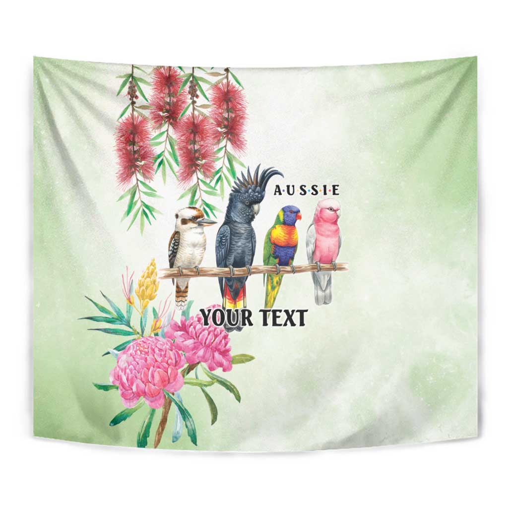 Australian Native Bird Tapestry Kookaburra Cockatoo Rainbow Lorikeet Galah Flowers - Aussie Hoodie