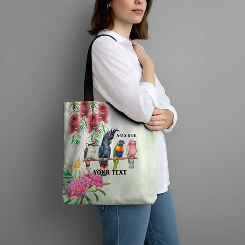 Australian Native Bird Tote Bag Kookaburra Cockatoo Rainbow Lorikeet Galah Flowers - Aussie Hoodie