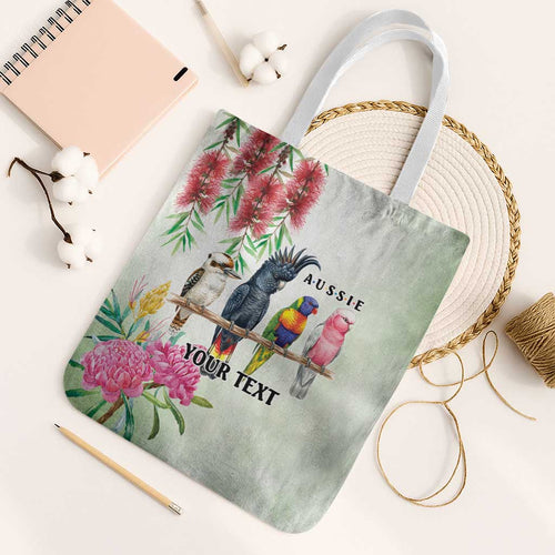 Australian Native Bird Tote Bag Kookaburra Cockatoo Rainbow Lorikeet Galah Flowers - Aussie Hoodie