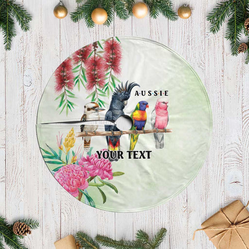 Australian Native Bird Tree Skirt Kookaburra Cockatoo Rainbow Lorikeet Galah Flowers - Aussie Hoodie