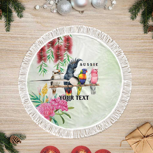 Australian Native Bird Tree Skirt Kookaburra Cockatoo Rainbow Lorikeet Galah Flowers - Aussie Hoodie