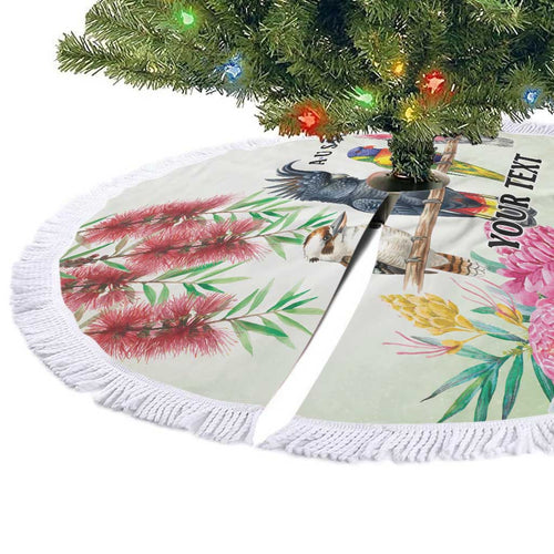 Australian Native Bird Tree Skirt Kookaburra Cockatoo Rainbow Lorikeet Galah Flowers - Aussie Hoodie