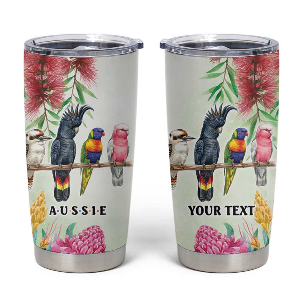 Australian Native Bird Tumbler Cup Kookaburra Cockatoo Rainbow Lorikeet Galah Flowers - Aussie Hoodie