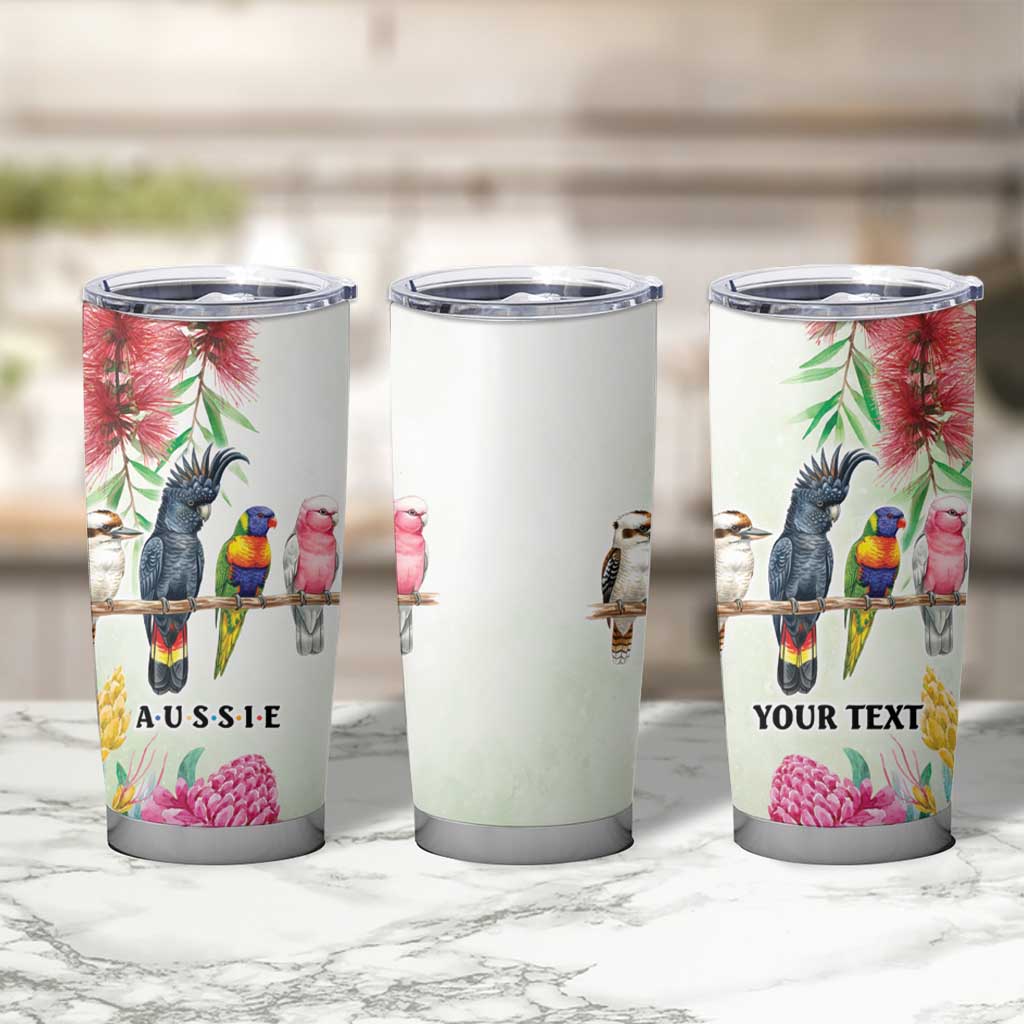 Australian Native Bird Tumbler Cup Kookaburra Cockatoo Rainbow Lorikeet Galah Flowers - Aussie Hoodie
