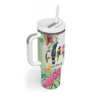 Australian Native Bird Tumbler With Handle Kookaburra Cockatoo Rainbow Lorikeet Galah Flowers - Aussie Hoodie