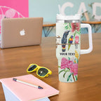 Australian Native Bird Tumbler With Handle Kookaburra Cockatoo Rainbow Lorikeet Galah Flowers - Aussie Hoodie