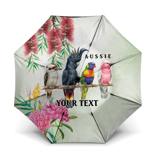 Australian Native Bird Umbrella Kookaburra Cockatoo Rainbow Lorikeet Galah Flowers - Aussie Hoodie